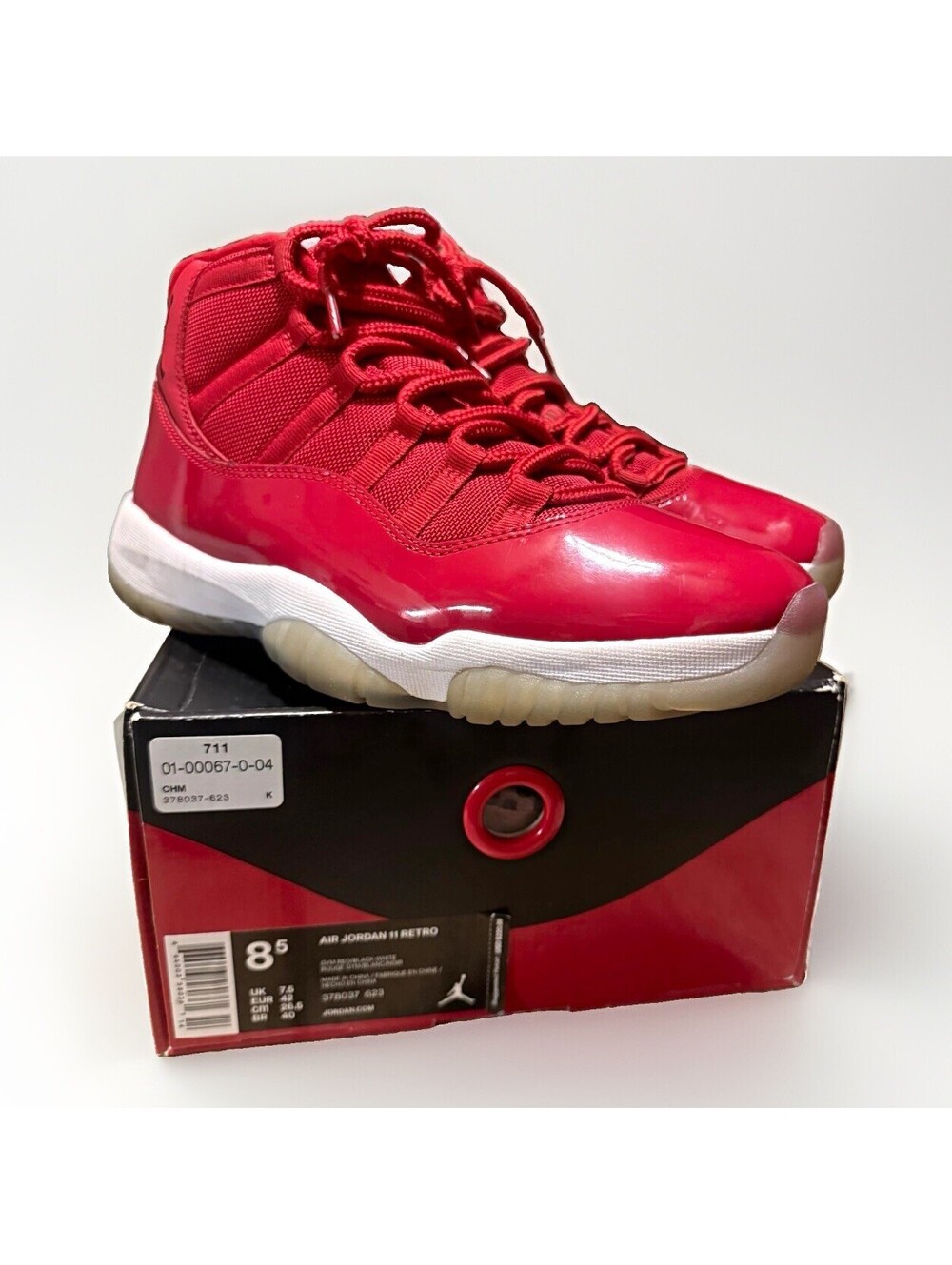 Air Jordan 11 Retro High Win Like '96 Gym Red/Black/White 2017 378037-623 Sz 8.5